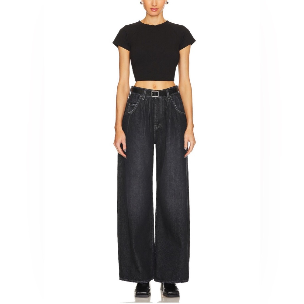 GRLFRND Chloe High Rise Pleated Wide Leg Jean
